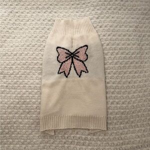 Chic White Dog Sweater with Pink Bow
